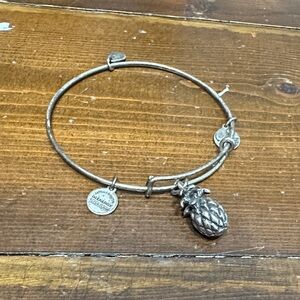 Alex and Ani Silver Pineapple Charm Bangle Bracelet